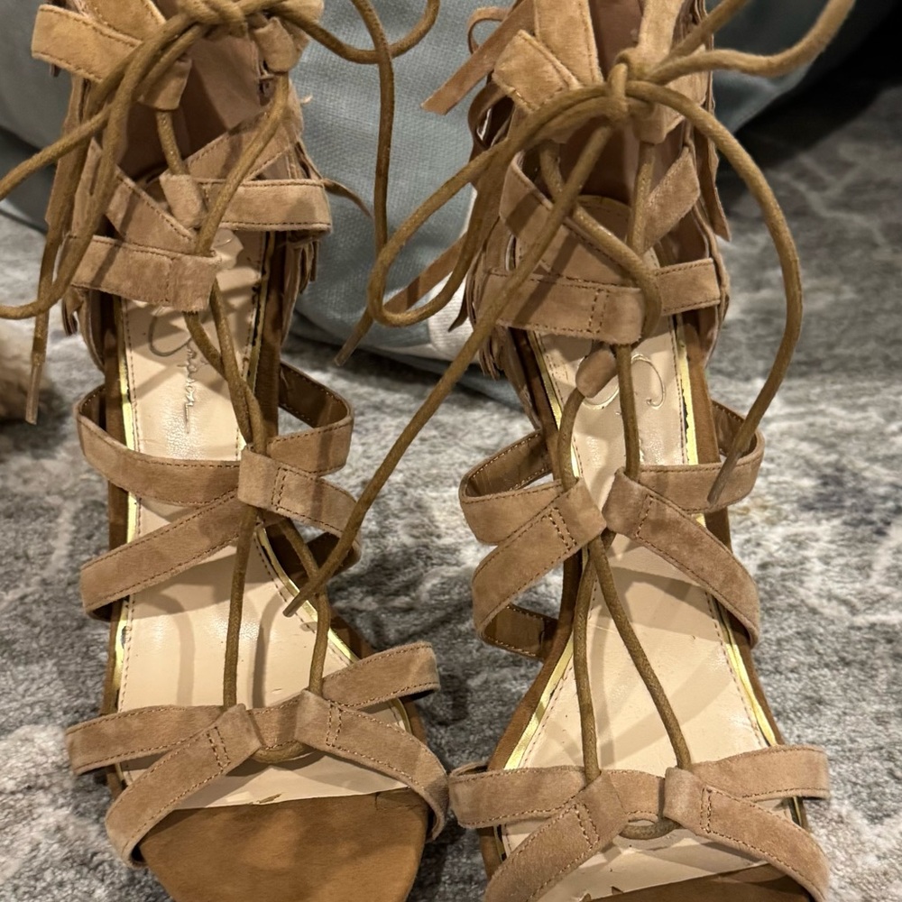 Jessica Simpson Brown Lace-Up Sandals